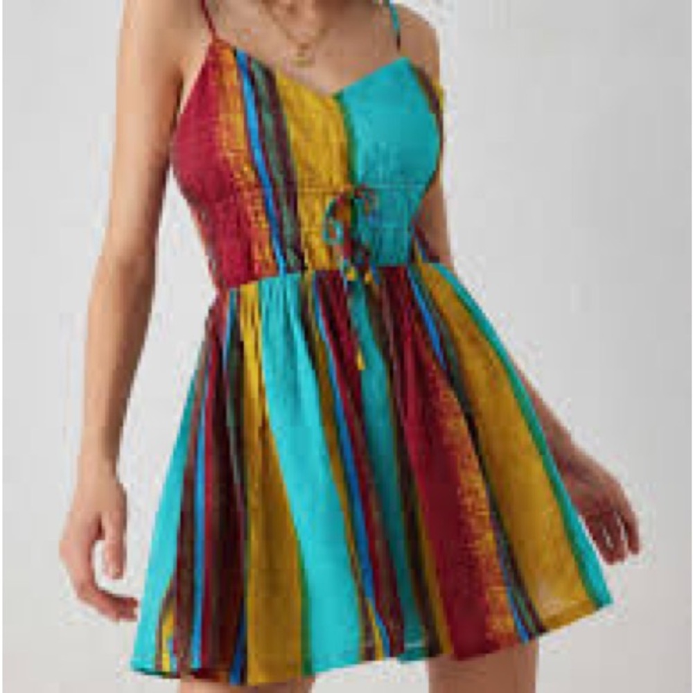 Cider Colorful Striped Mini Dress